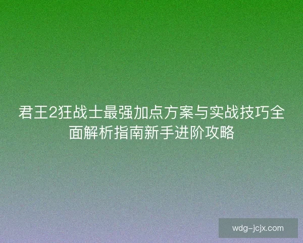 君王2狂战士最强加点方案与实战技巧全面解析指南新手进阶攻略